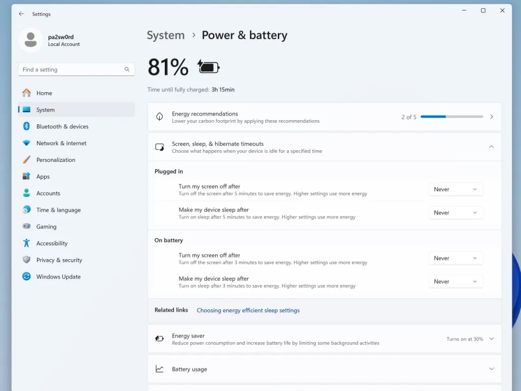 How to Adjust Power and Sleep Settings in Windows 11