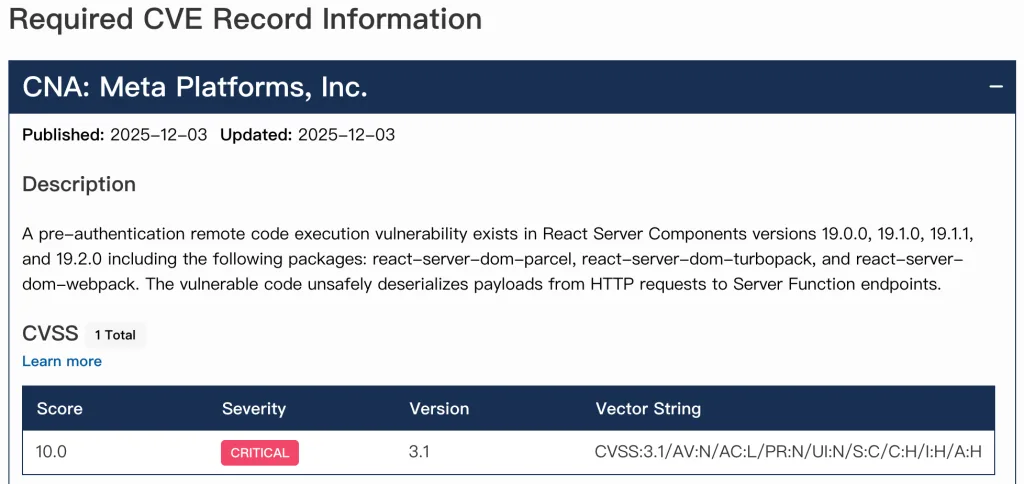 CVE-2025-55182 Payload&Fix Guide: Complete Analysis & Mitigation for Next.js/React RSC Vulnerability (CVSS 10.0)